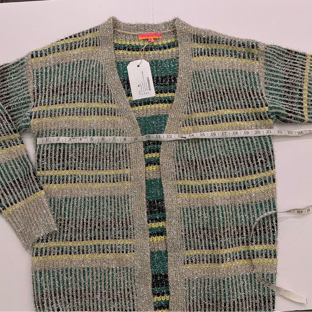 Anthropologie Vilagallo Metallic Fuzzy Knit Oversized Cardigan Sweater SZ Medium - Picture 7 of 11